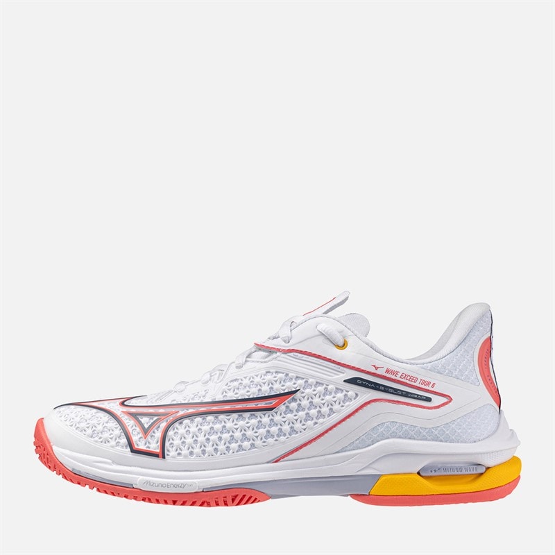 Mizuno Womens Wave Exceed Tour 6 AC All Court Tennis Shoes White/Calypso Coral/Icelandic - Image 1