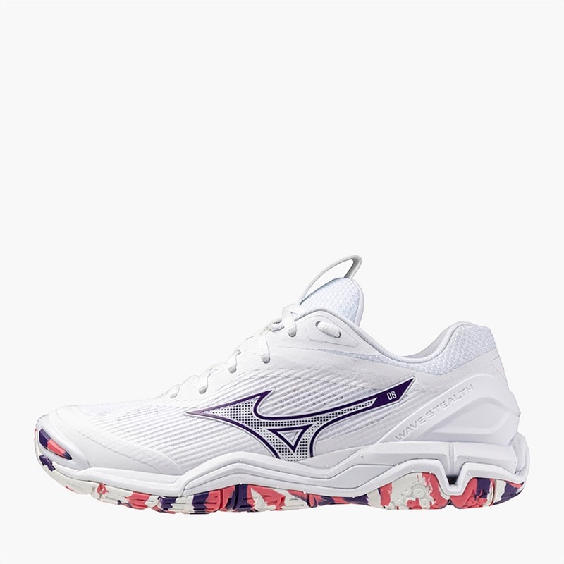 Mizuno Womens Wave Stealth 6 Indoor Court Shoes White/Blue Tint