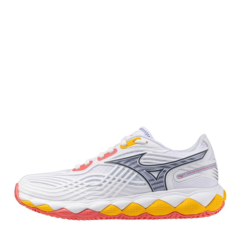 Mizuno Womens Wave Enforce Tour 2 CC Clay Court Tennis Shoes White/Icelandic Blue/Calypso Coral - Image 1
