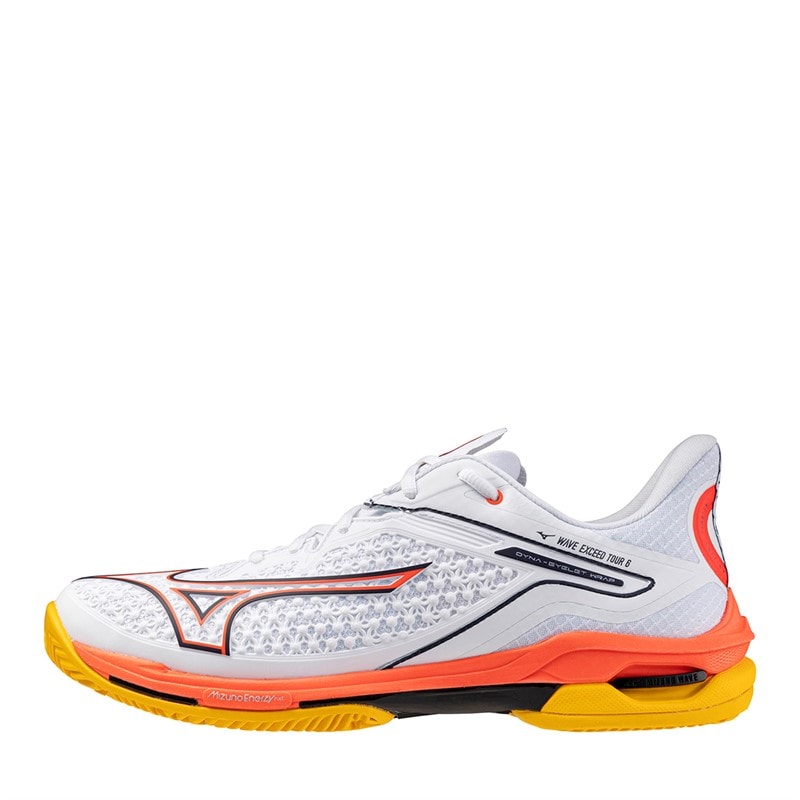 Mizuno Mens Wave Exceed Tour 6 CC Clay Court Tennis Shoes White/Fiery Coral 2/Citrus - Image 1