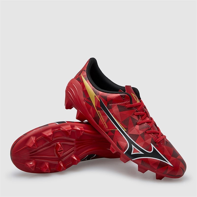 Mizuno Junior Boys Mizuno A II Select FG Firm Ground Football Boots Morelia 40Th Red/Black/Gold - Image 1