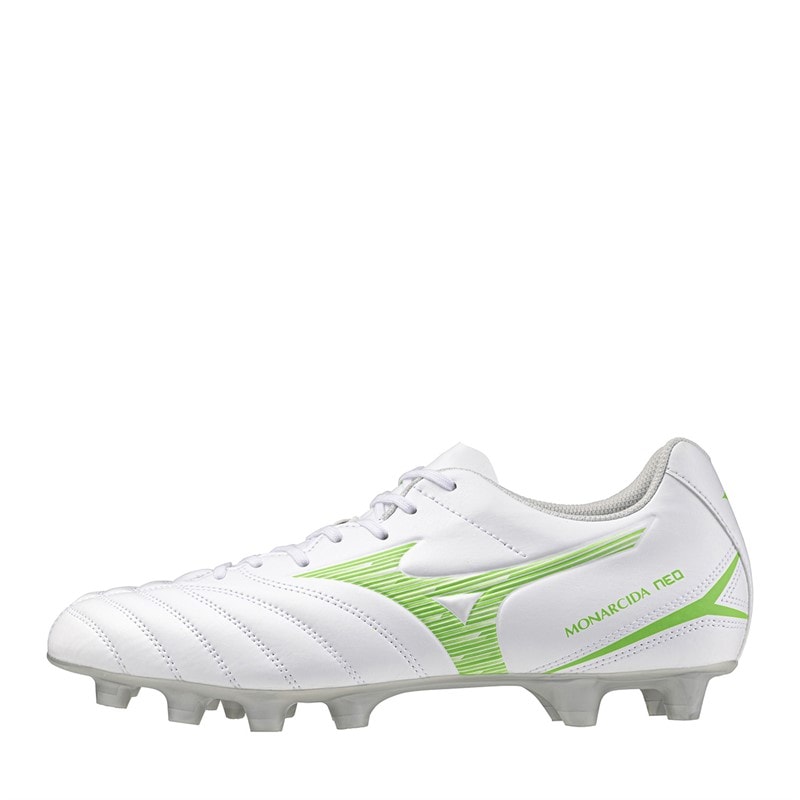 Mizuno Mens Monarcida Neo III Select FG Firm Ground Football Boots White/Neon Green - Image 1