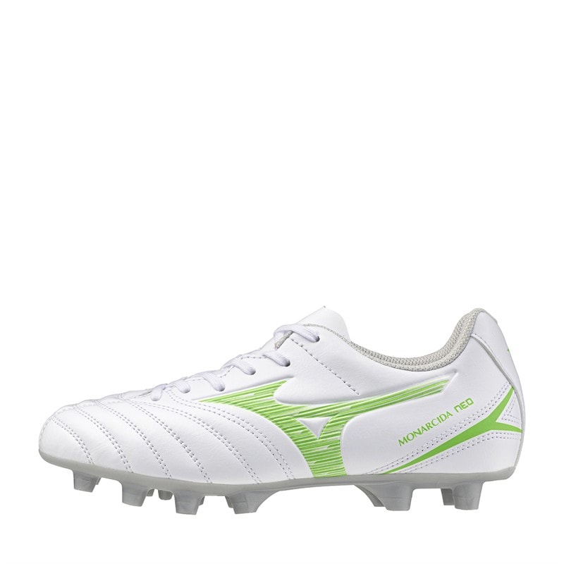 Mizuno Junior Boys Monarcida Neo III Select FG Firm Ground Football Boots White/Neon Green - Image 1