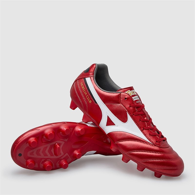 Mizuno Mens Morelia II Club FG Firm Ground Football Boots Morelia 40Th Red/White/Black - Image 1