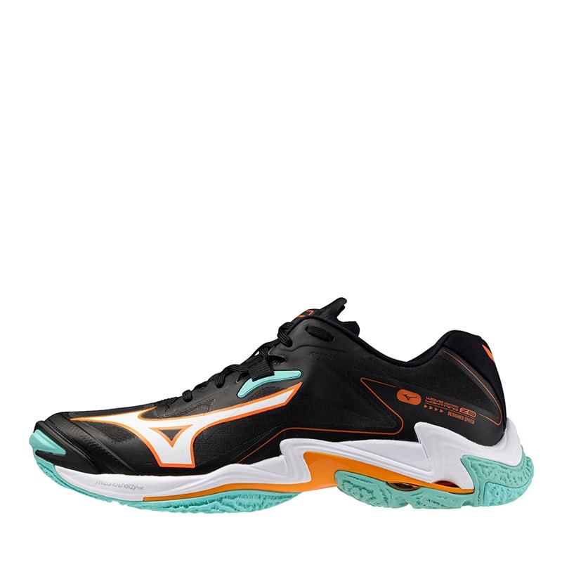 Mizuno Mens Wave Lightning Z8 Indoor Court Shoes Black/Tangelo/Ice Green - Image 1