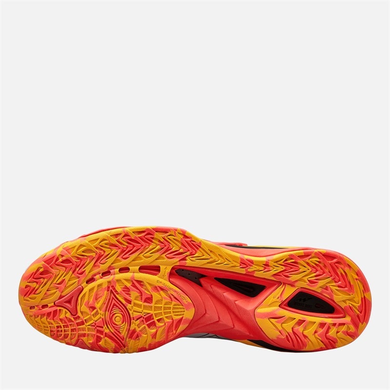 Mizuno Mens Wave Mirage 5 Indoor Court Shoes White/Fiery Coral 2/Citrus - Image 2