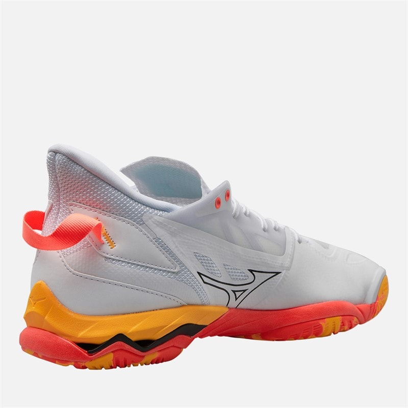 Mizuno Mens Wave Mirage 5 Indoor Court Shoes White/Fiery Coral 2/Citrus - Image 5