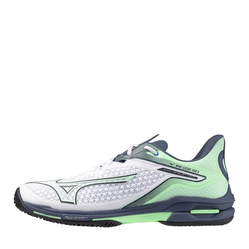Mizuno Mens Wave Exceed Tour 6 AC All Court Tennis Shoes White/India Ink/Neo Mint - Image 1