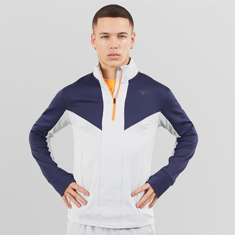 Mizuno Mens Active Warmalite 1/2 Zip Running Top Vapor Silver - Image 3