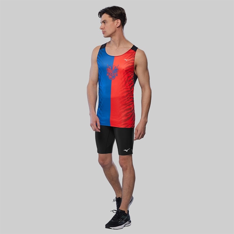 Mizuno Mens Dryaeroflow Graphic Running Tank Oni Red/Oni Blue - Image 4