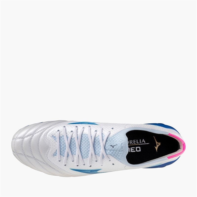 Mizuno Mens Morelia Neo IV Beta Elite FG Firm Ground Football Boots White/Tanager Turquoise/Pink Tetra - Image 4