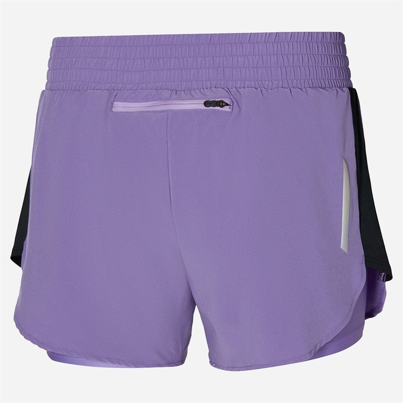Mizuno Womens 2-In-1 4.5 Inch Running Shorts Paisley Purple - Image 3