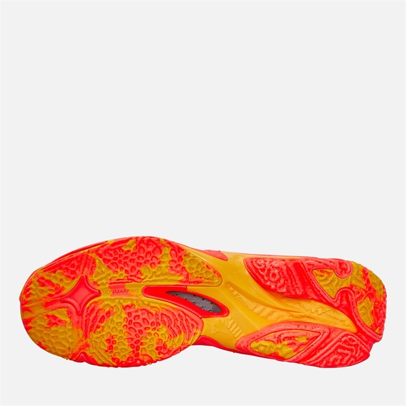 Mizuno Wave Lightening Z8 Indoor Court Shoes White/Fiery Coral 2/Citrus - Image 2
