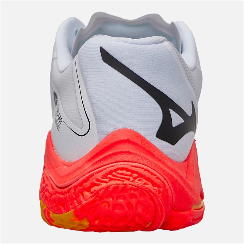 Mizuno Wave Lightening Z8 Indoor Court Shoes White/Fiery Coral 2/Citrus - Image 3