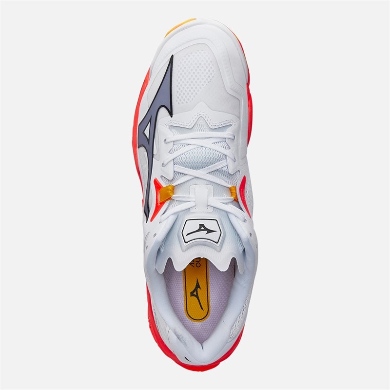Mizuno Wave Lightening Z8 Indoor Court Shoes White/Fiery Coral 2/Citrus - Image 4