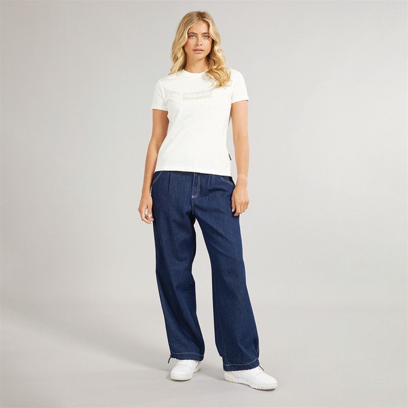 Napapijri Womens Box Logo T-Shirt White Heron - Image 4