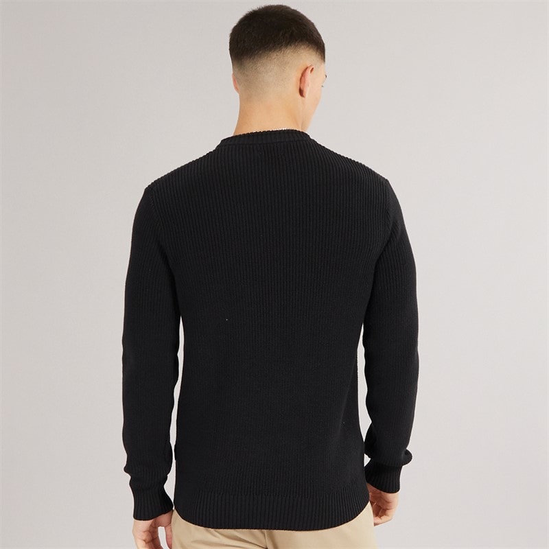 Napapijri Mens Prado Ribbed Knitted Crew Neck Jumper Black Beauty - Image 2