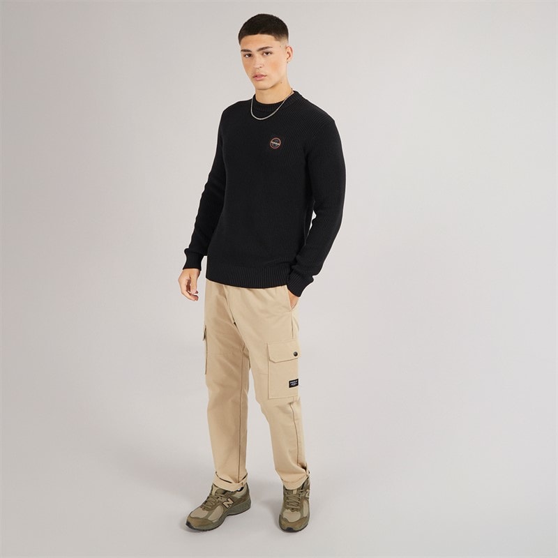 Napapijri Mens Prado Ribbed Knitted Crew Neck Jumper Black Beauty - Image 4