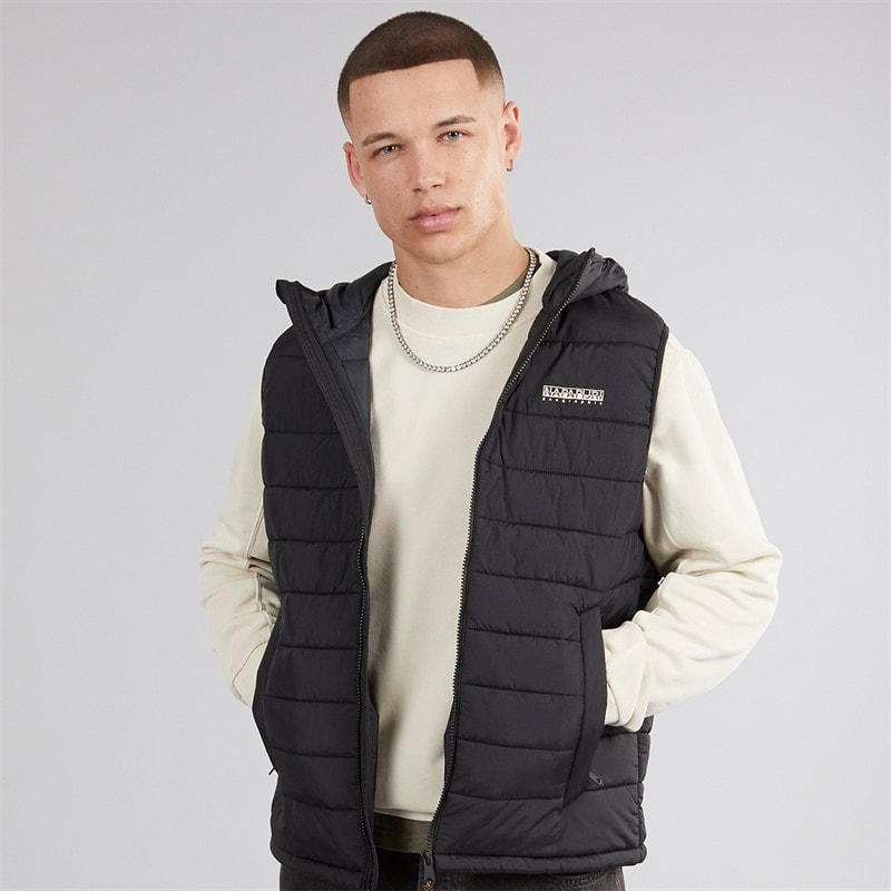Napapijri Mens Gesar Water-Resistant Windproof Padded Hooded Gilet Black Beauty - Image 1