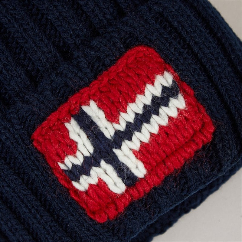 Napapijri Mens Semiury Beanie Hat Blue Marine - Image 2
