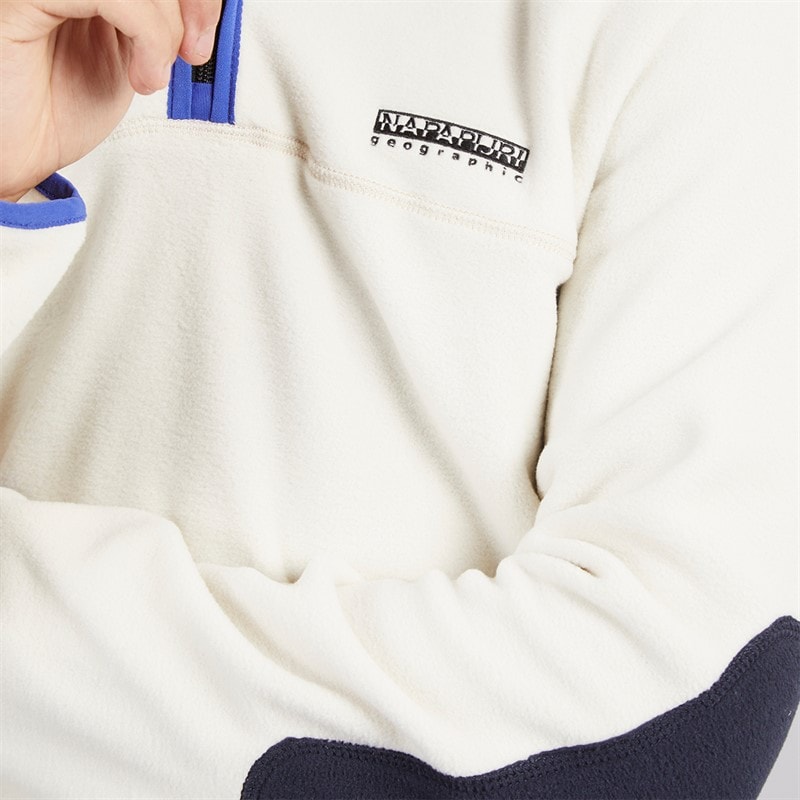 Napapijri Mens Dergana Half Zip Fleece Jacket Beige Dimity - Image 3