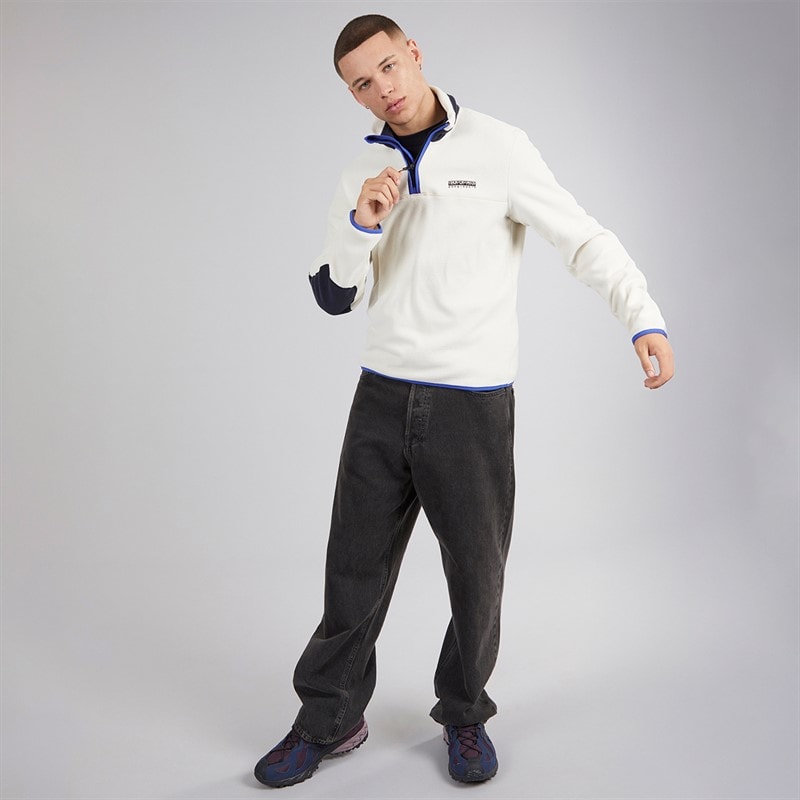 Napapijri Mens Dergana Half Zip Fleece Jacket Beige Dimity - Image 4
