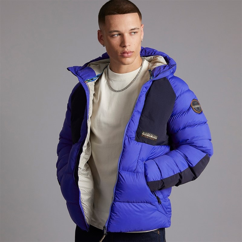 Napapijri Mens Moesa Puffer Hooded Jacket Royal Blue - Image 3