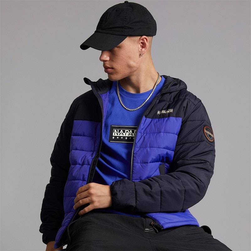 Napapijri Mens Gesar Water-Resistant Windproof Padded Hooded Jacket Royal Blue - Image 1