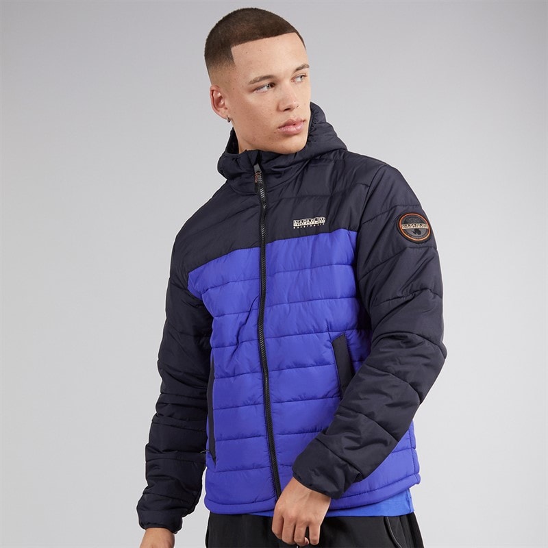 Napapijri Mens Gesar Water-Resistant Windproof Padded Hooded Jacket Royal Blue - Image 3