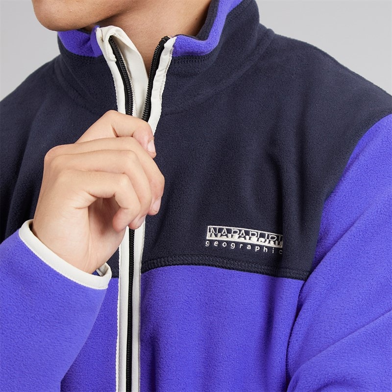 Napapijri Mens Dergana Full Zip Fleece Jacket Royal Blue - Image 3