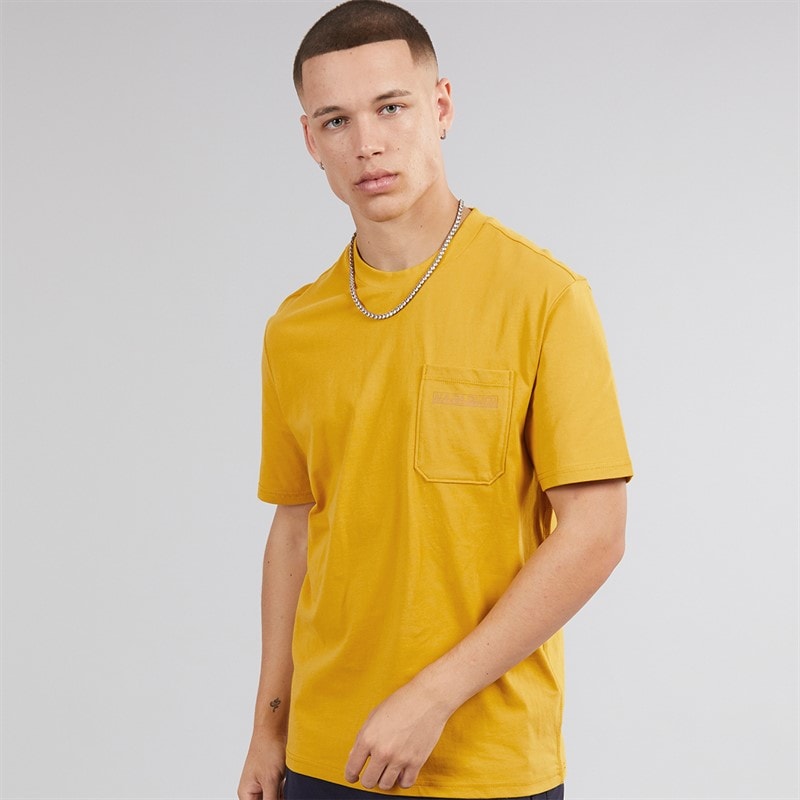 Napapijri Mens Fanes Pocket T-Shirt Gold Flake - Image 2
