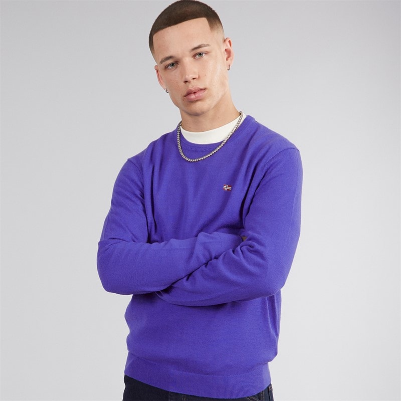 Napapijri Mens Damavand Wool Crew Neck Knit Royal Blue - Image 1