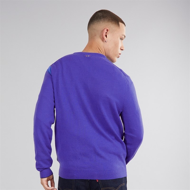 Napapijri Mens Damavand Wool Crew Neck Knit Royal Blue - Image 2