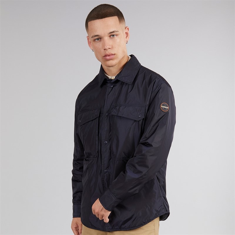 Napapijri Mens Casies Windproof Overshirt Blue Marine - Image 3