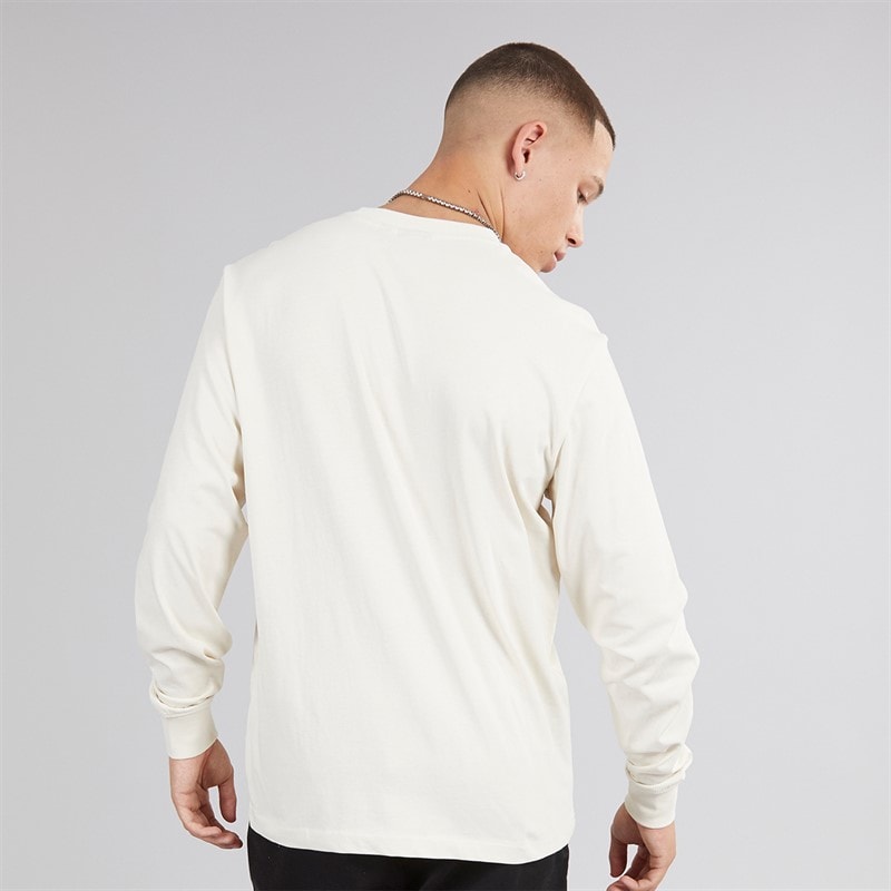 Napapijri Mens Box Logo Long Sleeve T-Shirt Beige Dimity - Image 2