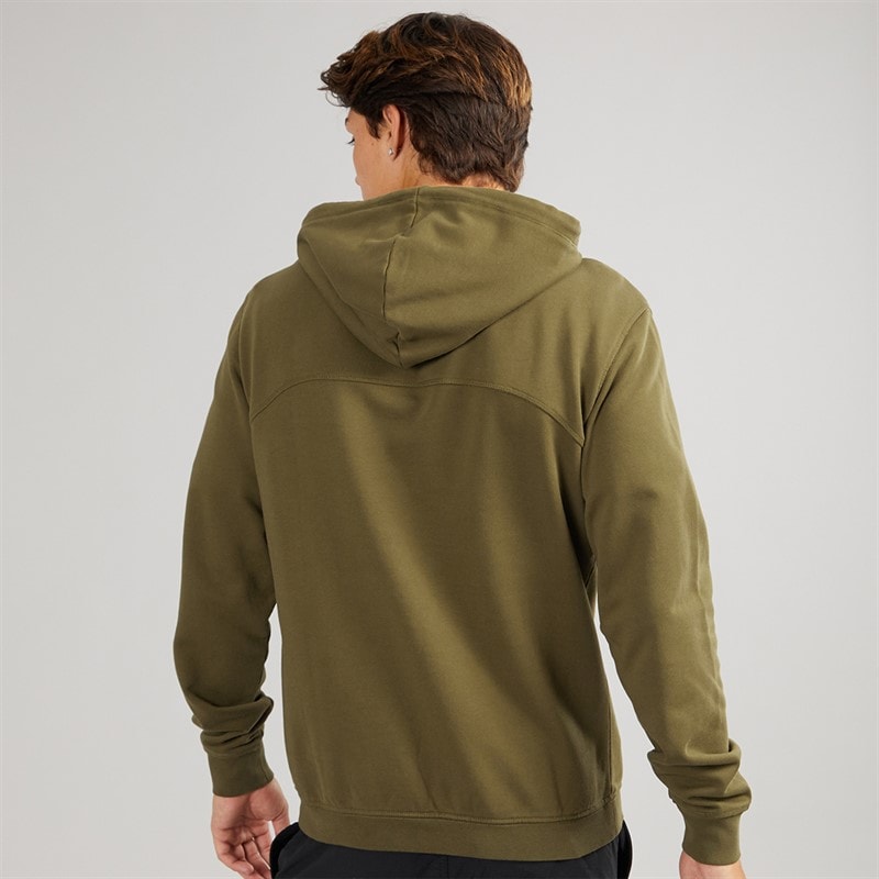 Napapijri Mens Badge Hoodie Dark Olive - Image 3