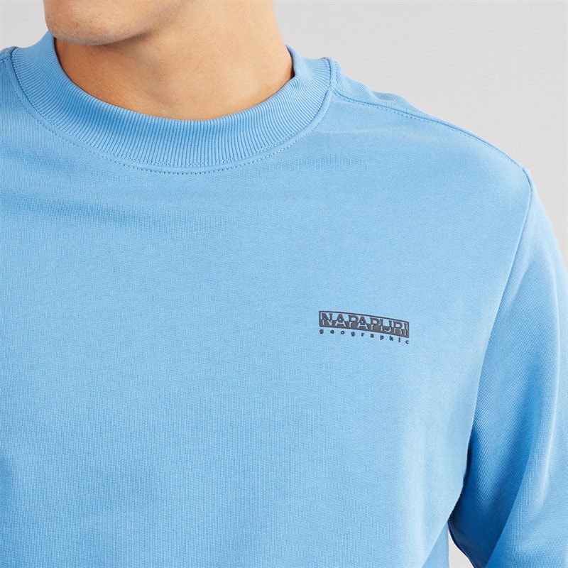 Napapijri Mens Small Box Crew Sweatshirt Blue Jasper - Image 3