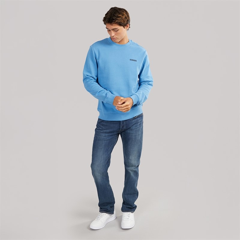 Napapijri Mens Small Box Crew Sweatshirt Blue Jasper - Image 4
