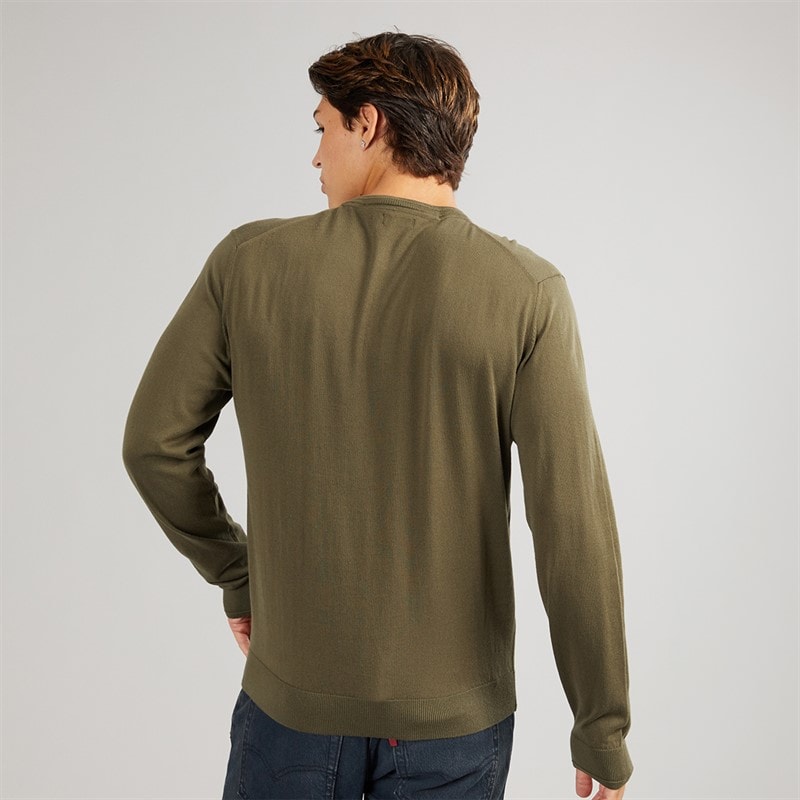 Napapijri Mens Decatur 2.0 Crew Knit Dark Olive - Image 2