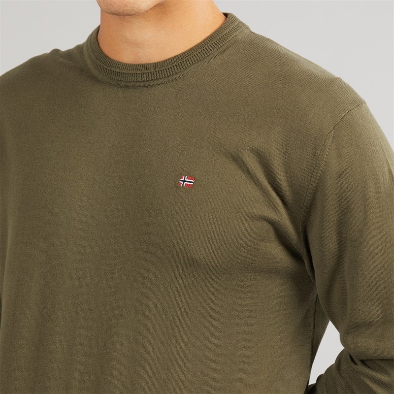 Napapijri Mens Decatur 2.0 Crew Knit Dark Olive - Image 3