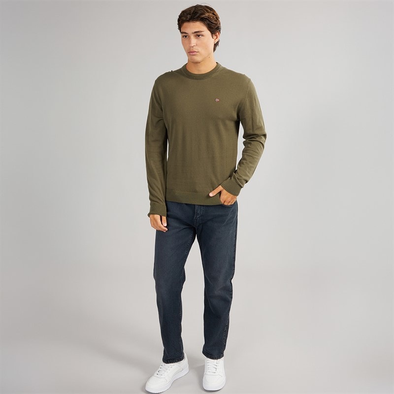 Napapijri Mens Decatur 2.0 Crew Knit Dark Olive - Image 4