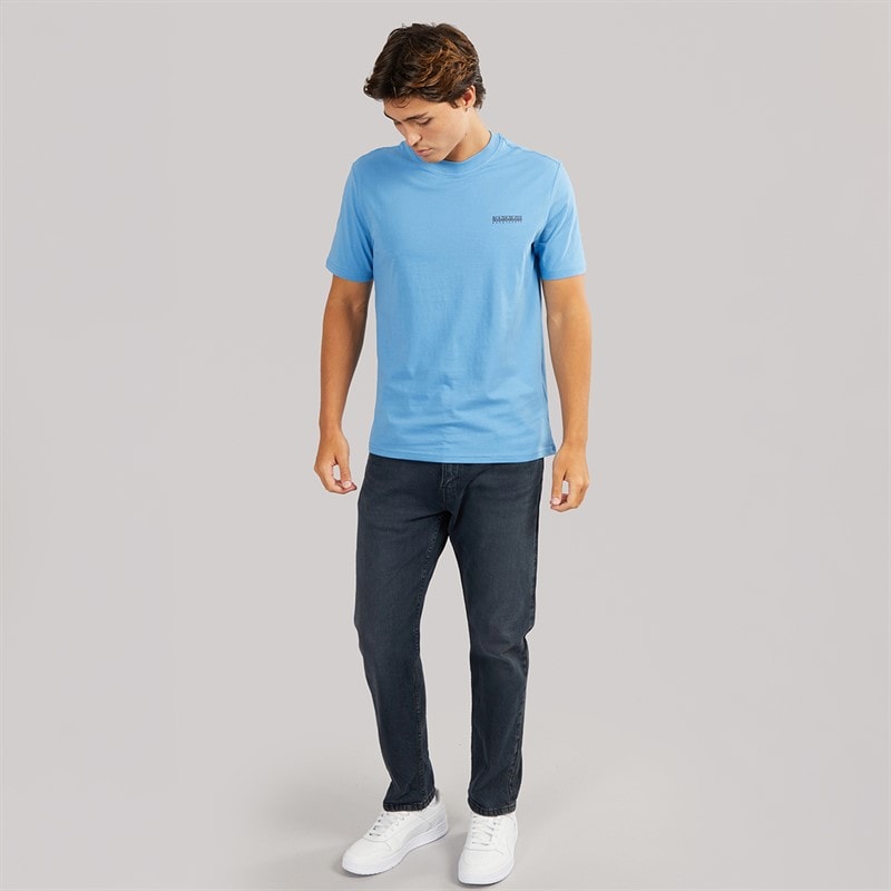 Napapijri Mens Small Box T-Shirt Blue Jasper - Image 3