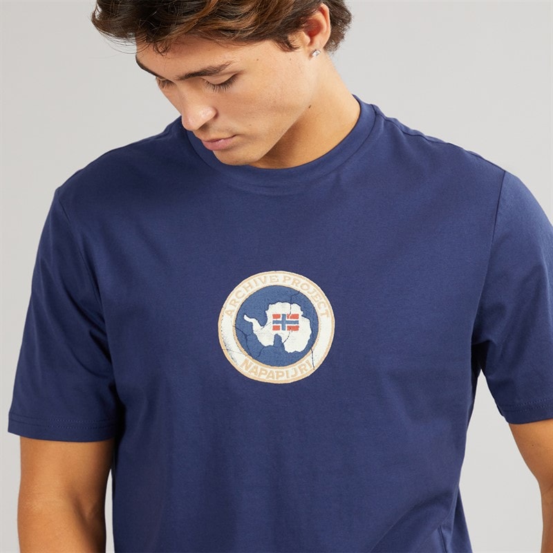 Napapijri Mens Phos T-Shirt Naval Acade - Image 3