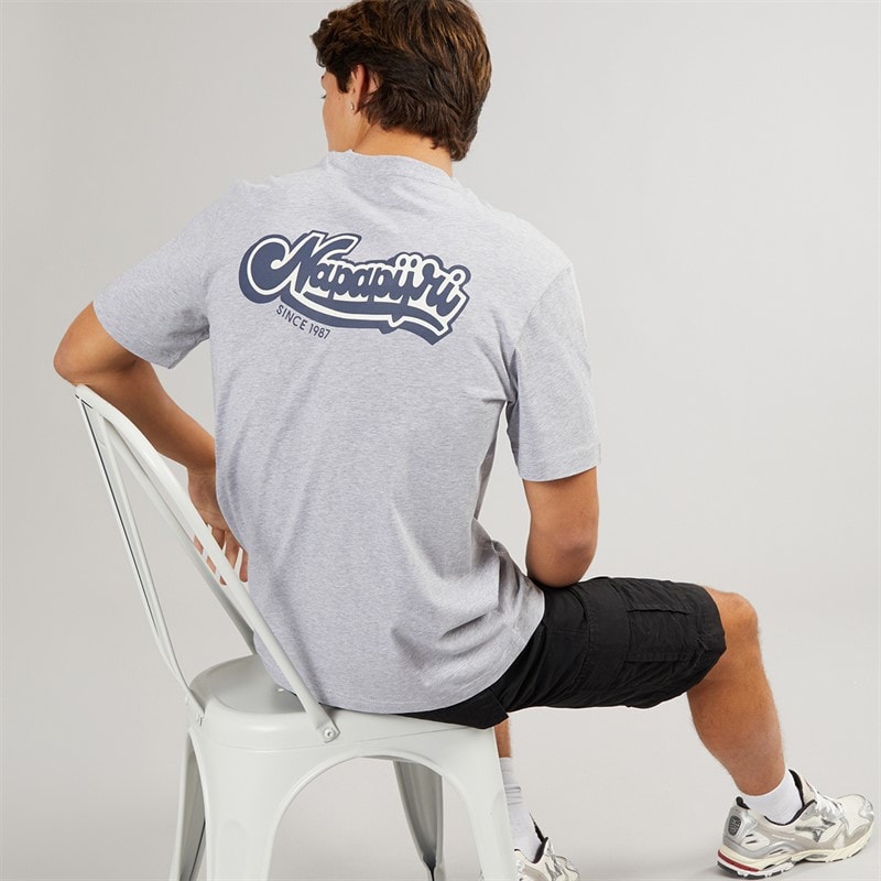Napapijri Mens Zinc T-Shirt Light Grey Melange - Image 1