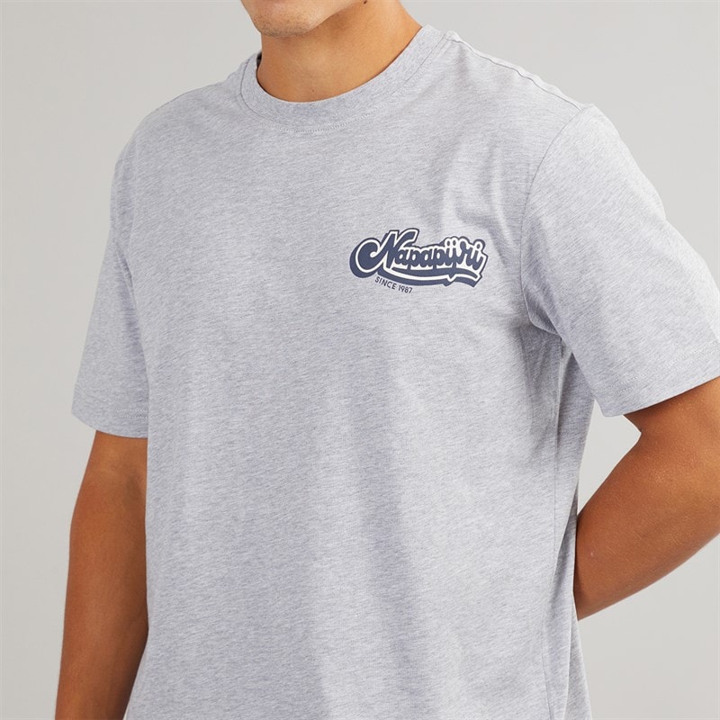 Napapijri Mens Zinc T-Shirt Light Grey Melange - Image 4