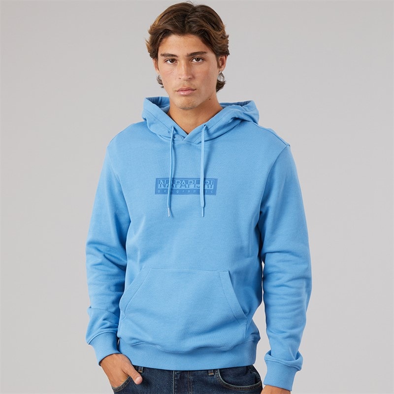 Napapijri Mens Box Logo Hoodie Blue Jasper