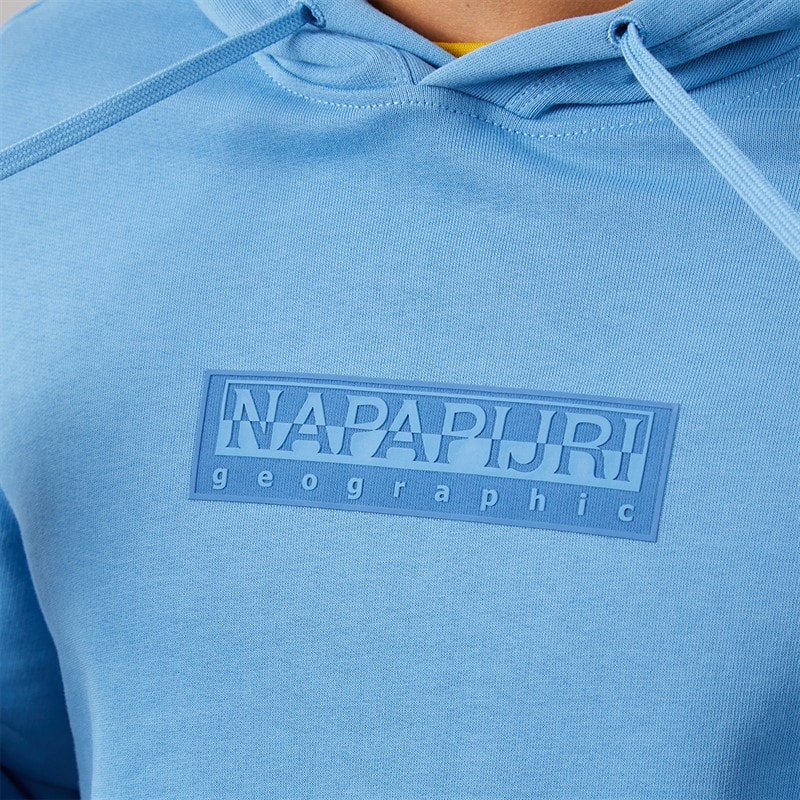 Napapijri Mens Box Logo Hoodie Blue Jasper - Image 3