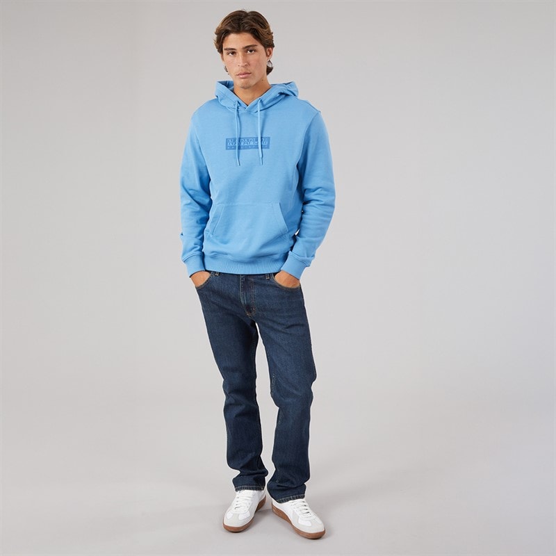 Napapijri Mens Box Logo Hoodie Blue Jasper - Image 4