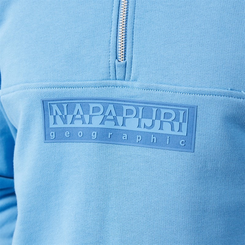 Napapijri Mens Box Logo Half Zip Sweathshirt Blue Jasper - Image 3
