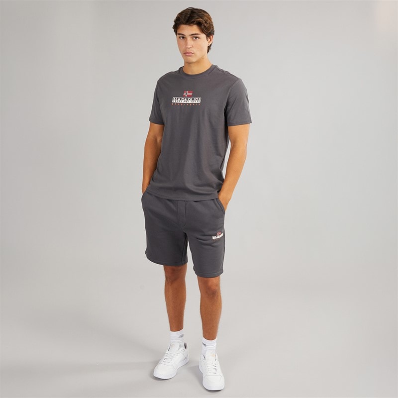 Napapijri Mens Nory Fleece Shorts Dark Grey Solid - Image 3